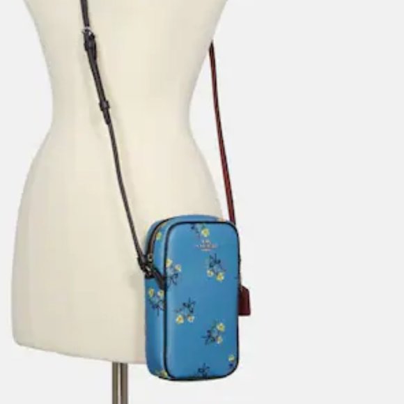 North/South Zip Phone Crossbody With Floral Bow Print - Picture 2 of 5